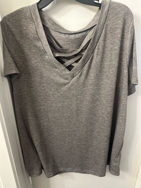 Women’s Gray Crisscross V-Neck Top